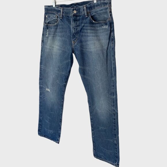 Ralph Lauren Denim & Supply Jeans Medium Wash Mens 36X30 Straight-Leg Distressed - Picture 2 of 9